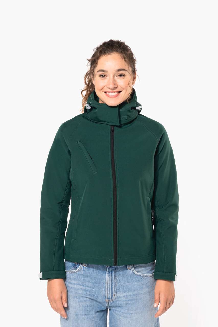 LADIES' DETACHABLE HOODED SOFTSHELL JACKET